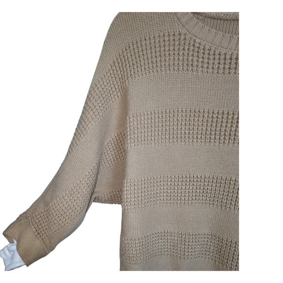 Liz Claiborne Petite Small PS Beige Sweater Cotton Acrylic Textured Knit Crew - Picture 8 of 8